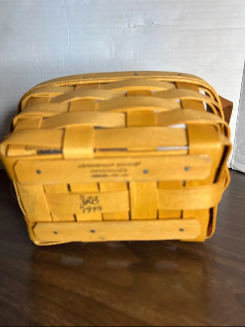 Longaberger basket with leather handles -1998